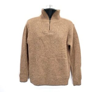Irelands Eye Quarter Zip Wool Pull Over Sweater Brown Men’s Small Warm Classic